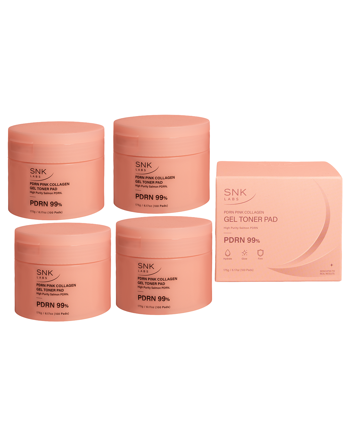 SNK Labs PDRN Pink Collagen Gel Toner Pad, 4 jars